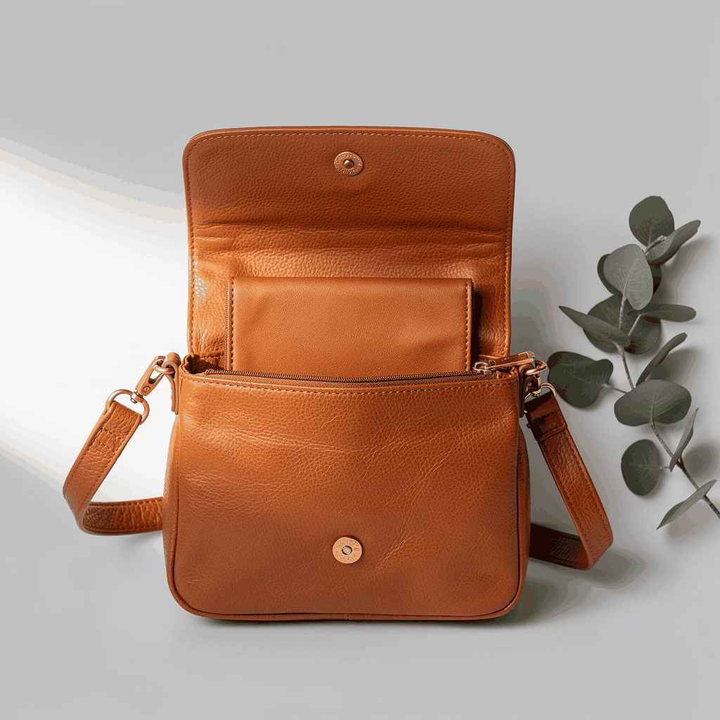 Hand‑Embroidered Leather Crossbody Bag – Urban Chic